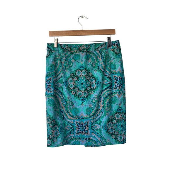 J.Crew Casbah Turkish Pencil Skirt Size 6 Boho Print Preppy Artsy Art To Wear - Picture 3 of 6